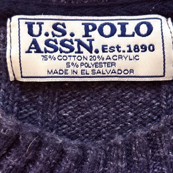 U.S. Polo Men’s Crew Neck Cotton Ribbed Sweater Heather Gray Size Large - Picture 6 of 7